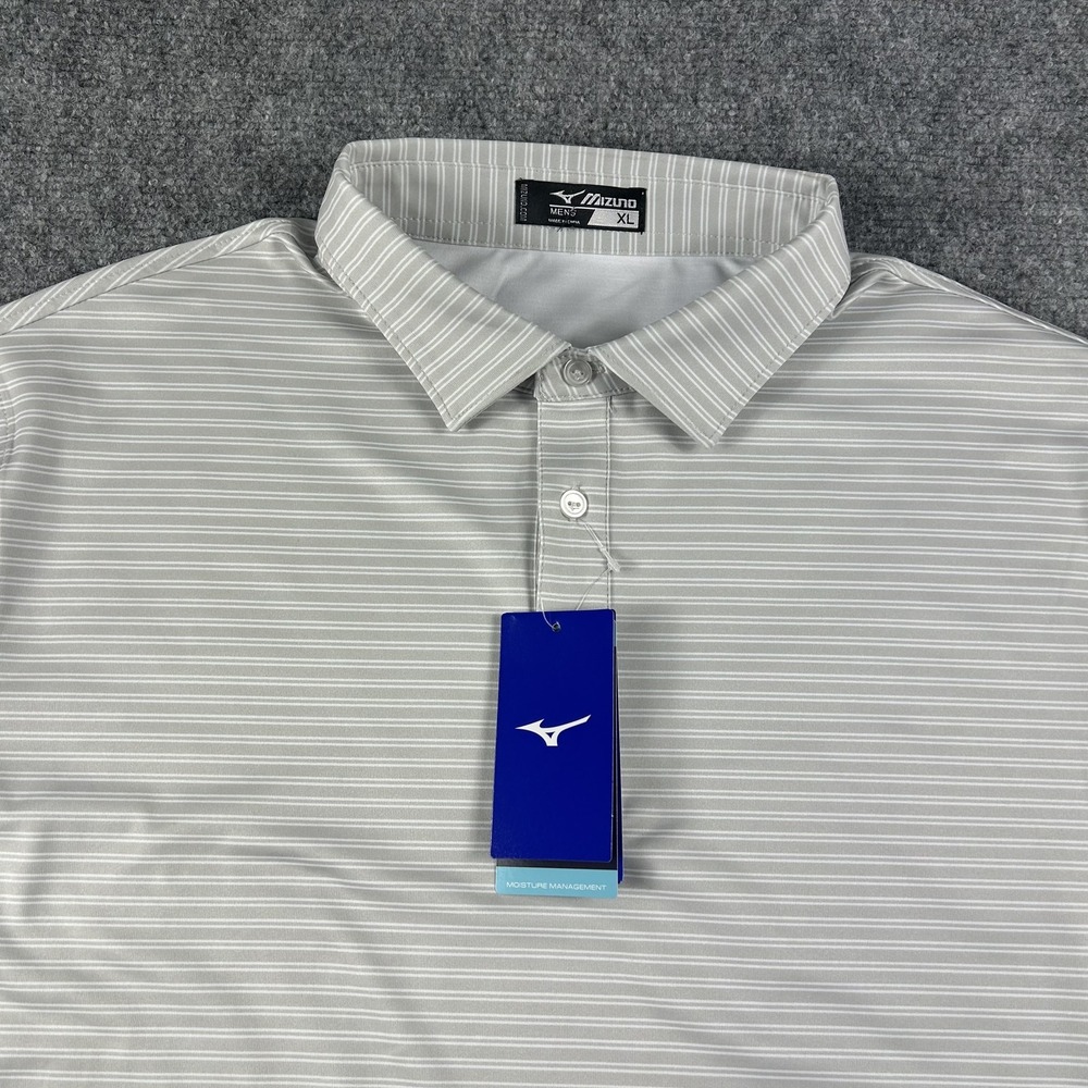 Mizuno Sublimated Pro Polo Shirt Mens Xl Gray Stripe Moisture Wicking Volleyball View 2